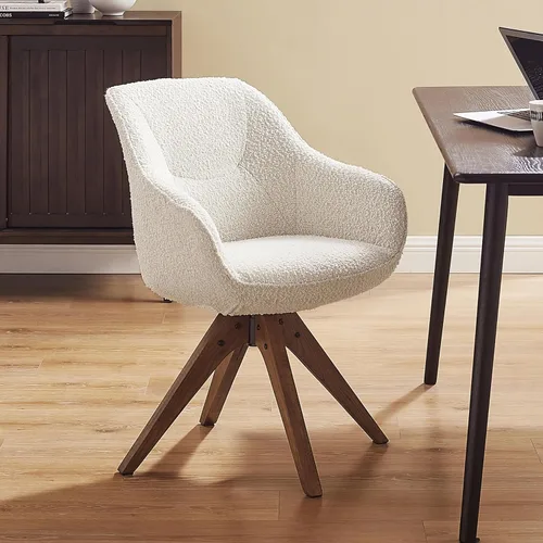 Miniatura 23 de Art Leon Silla de Oficina Sin Ruedas, Silla de Escritorio Moderna de Mediados de Siglo Sin Ruedas, Silla Giratoria de Acento con Patas de Madera