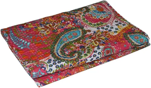 Miniatura 8 de Manta india hecha a mano de algodón Kantha Quit de algodón Gudari (negro)