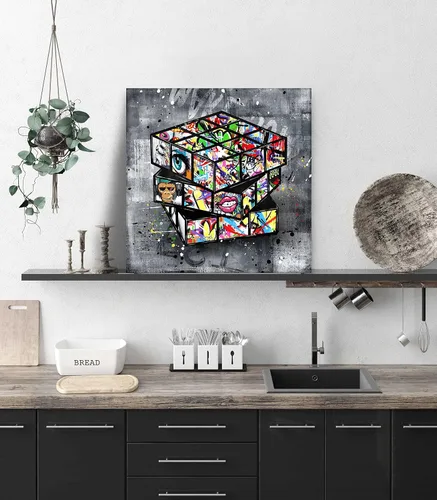 Miniatura 3 de SIXTTART Banksy - Lienzo de pared para dormitorio, arte de pared con graffiti callejero, pintura abstracta, arte pop, decoración moderna de pared