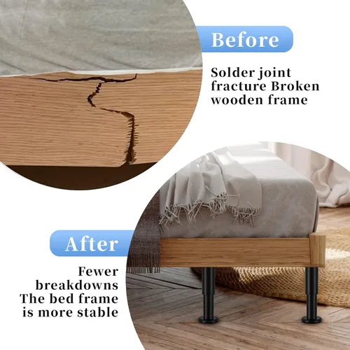 Miniatura 9 de Juego de 4 patas de repuesto ajustables para cama, patas de soporte de marco de cama de metal ajustables de 5.9 a 9.84 pulgadas, patas de soporte