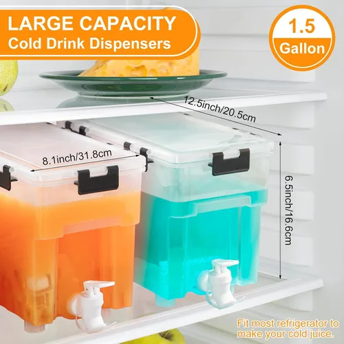Miniatura 2 de Zhehao Dispensador de bebidas de 1.5 galones para refrigerador con grifo, dispensador de agua con tapas, dispensador de bebidas heladas para bebidas