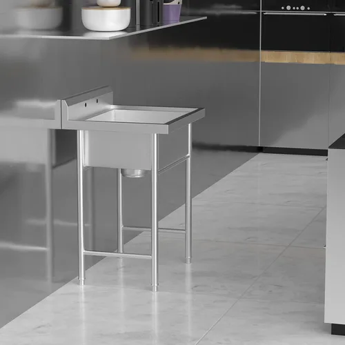 Miniatura 3 de VINGLI Fregaderos utilitarios independientes mejorados de 28" de acero inoxidable 304 para cuarto de lavandería con protector contra salpicaduras