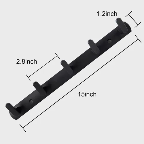 Miniatura 4 de Perchero de pared con 5 ganchos, gancho de pared negro, perchero moderno montado en la pared, gancho para abrigos es adecuado para sala de estar