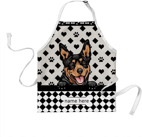 Miniatura 24 de Delantal de aseo de perros de lunares personalizado lindo perro Airedale, rojo (Airedale)