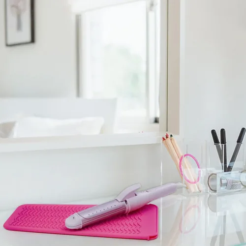 Miniatura 9 de Estera/Funda de Silicona Resistente al Calor para Alisadora de Cabello, Rizador, Plancha y Herramientas de Cabello Caliente, 2 Piezas, Rosa