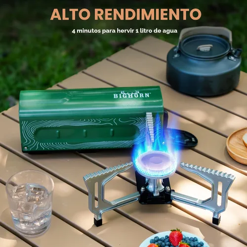 Miniatura 3 de BIG HORN OUTDOORS Estufa de campamento de butano, quemador de gas plegable portátil con bolsa de transporte para camping, uso de emergencia, cocina