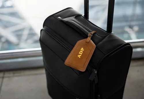 Miniatura 7 de Soporte personalizado de cuero con monograma RFID para pasaporte y etiqueta de equipaje, montura antigua, Juego de funda para pasaporte y etiqueta