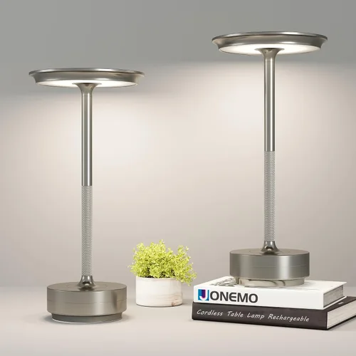 Miniatura 11 de Lámpara de mesa inalámbrica, luz LED de mesa recargable con 3 ajustes de temperatura, atenuación continua, batería de 5000 mAh, USB-C, memoria