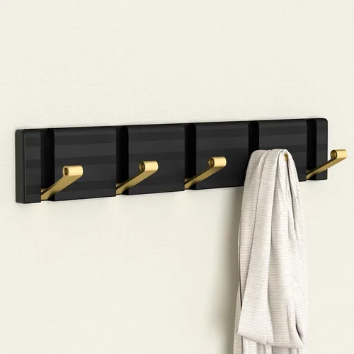 Miniatura 6 de Wisfame Ganchos para abrigos, perchero de aluminio montado en la pared, 5 ganchos plegables, resistente, ahorro de espacio, perchero de pared