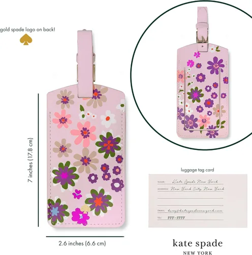 Miniatura 4 de Kate Spade New York Bonita etiqueta de equipaje para mujer, etiqueta de maleta de cuero vegano duradera, identificador único de equipaje, Pacific
