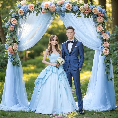 Miniatura 5 de Tela drapeada para arco de boda, 2 paneles de 18 pies, cortina de telón de fondo transparente azul bebé, cortina de gasa para boda, arco, ceremonia