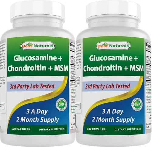 Best Naturals, suplementos de glucosamina condroitina y MSM para las articulaciones, 2600 mg por porción, (180 unidades (paquete de 2))
