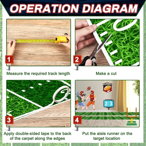 Miniatura 4 de Boao Suministros para fiestas de fútbol de 10 pies, para pasillos de campo, mantel de aterrizaje para el día del juego, suministros de letreros