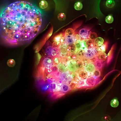 Miniatura 14 de 50 luces de globo, mini luces LED, redondas, largas esperas, lámpara de bola para linterna de papel, fiesta de cumpleaños, Navidad, Halloween, Azul