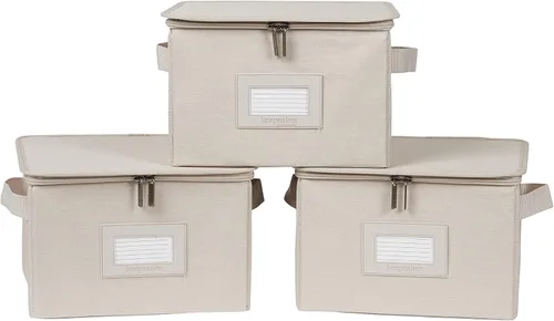 Miniatura 114 de Covermates Keepsakes - Juego de cajas de almacenamiento con cierre de cremallera, paquete de 3 cubos organizadores de poliéster resistente, diseño