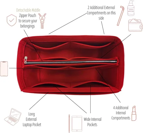 Miniatura 5 de Premium Purse Organizer compatible with The Medium Tote Bag Organizer, The Traveler Tote Bag Organizer Insert, Handmade 2mm Felt Sturdy
