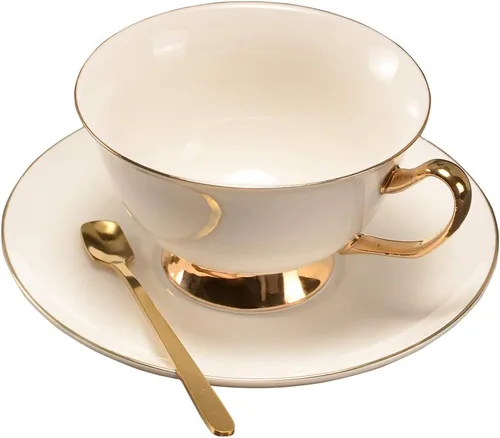 Miniatura 8 de Taza de Café de Porcelana Ósea Británica con Platillo y Cuchara para Latte Americano Tazas con Platillo Juego de Tazas de Té de Porcelana, Tazas