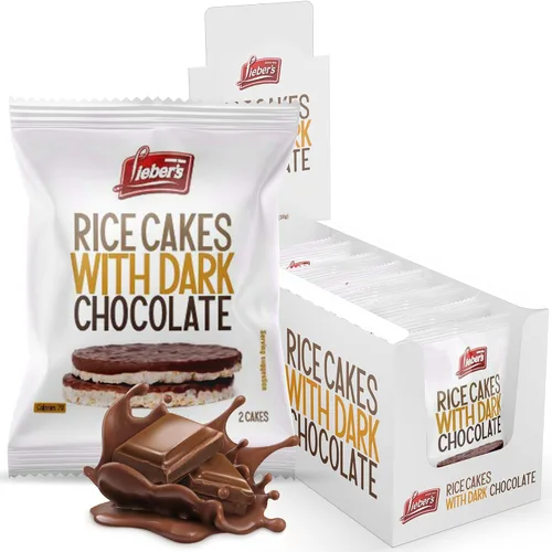 LIEBERS - Pasteles de arroz de chocolate negro, paquete de aperitivos, paquete de regalo, sin lácteos kosher, sin gluten, total de 24 pasteles