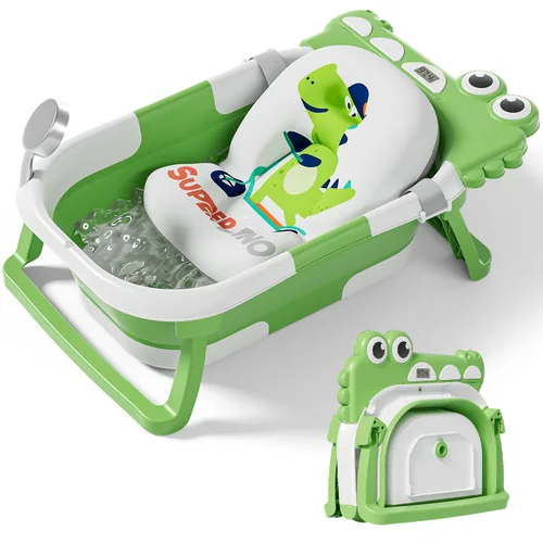 Miniatura 10 de TPN - Bañera plegable para bebés con cojín suave y termómetro en tiempo real, bañera portátil de viaje para recién nacidos e infantes