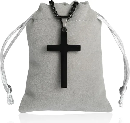 Miniatura 6 de RS Collar de cruz para hombres y mujeres, de 16 a 24 pulgadas, cadena de colgante de cruz de acero inoxidable, regalo religioso