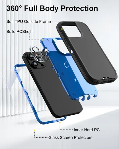 Miniatura 2 de Funda diseñada para iPhone 11 Pro Max [protección resistente 3 en 1 de cuerpo completo] con 2 protectores de pantalla, funda protectora resistente