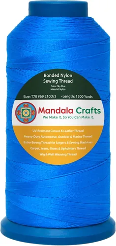 Miniatura 155 de Mandala Crafts - Hilo de nailon para coser cuero, tapicería, mezclilla y para trenzar el pelo; resistente, 1500 yardas, tamaño 69 T70 Marrón