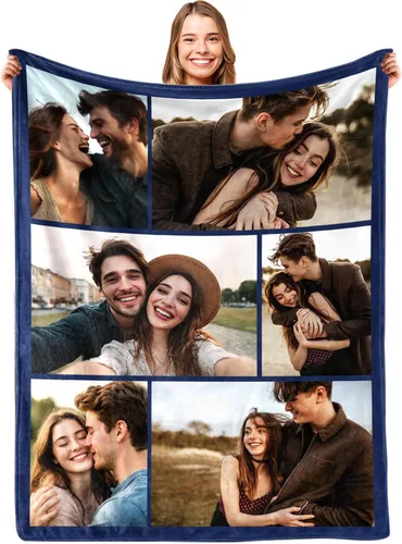 Miniatura 15 de Ships Next Day, Manta para el día de San Valentín, regalos para ella y él, manta personalizada con foto, manta personalizada de franela