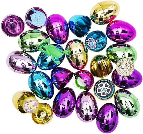 Miniatura 4 de The Dreidel Company Huevos de Pascua precargados (paquete de 10) con juguetes surtidos, huevos de Pascua de plástico brillante coloridos, perfectos