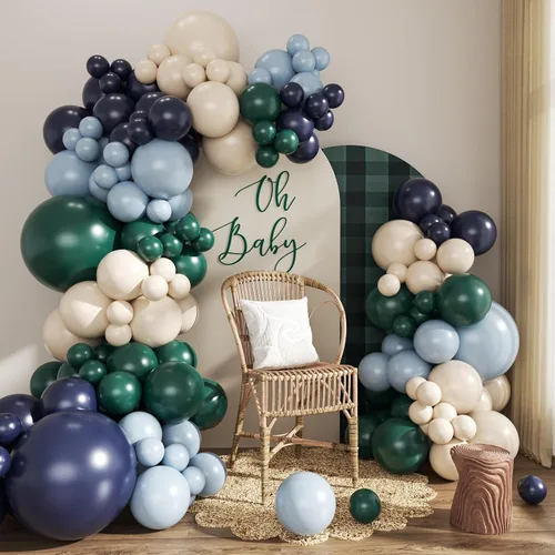 Miniatura 12 de Kit de arco de globos rosa, azul y amarillo pastel, 124 piezas – Globos macarrón rosa claro, azul y amarillo para decoración de fiesta de té Azul