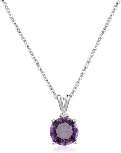 Miniatura 20 de 8mm Round Cubic Zirconia Sterling Silver Necklace Dainty Necklace Birthstone Jewelry Pendant Necklaces for Women