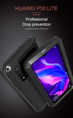 Miniatura 3 de Funda para Huawei P30 Lite, Armor Tank Aluminio Metal Gorilla Glass a prueba de golpes Militar resistente Funda protectora rígida para Huawei P30