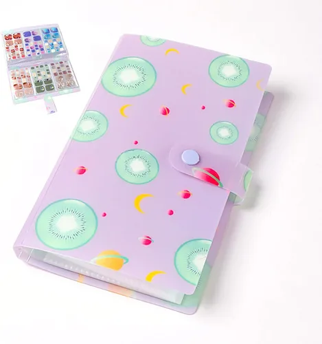 Miniatura 7 de Álbum de recolección de 120 ranuras para tiras de esmalte de uñas, envolturas completas para uñas de los pies, carpetas de almacenamiento vacías