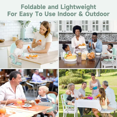 Miniatura 8 de YOLEO Silla alta para bebé, asiento elevador para mesa de comedor, sillas altas plegables con alturas ajustables, asiento elevador de viaje