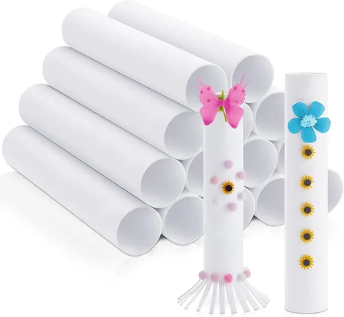 Miniatura 18 de Henoyso Paquete de 100 tubos de cartón para manualidades, rollos gruesos de papel higiénico vacíos para niños, proyectos de aula, manualidades