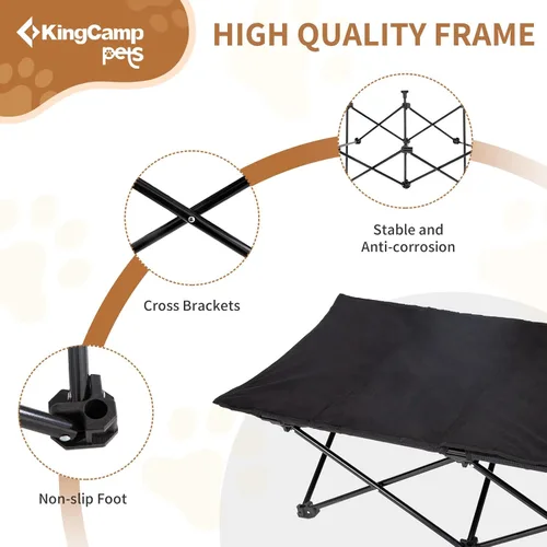 Miniatura 6 de KingCamp Cama elevada para perros para perros grandes, cama de mascotas elevada y fresca para exteriores con malla lavable y transpirable y pies