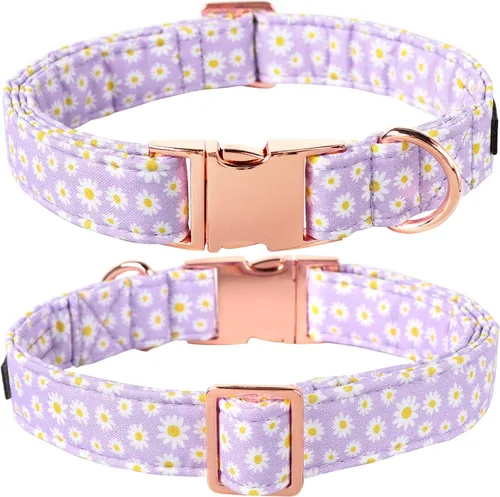 Miniatura 5 de Lionet Paws Collar de primavera para perro con lazo marinero, suave, cómodo, ajustable, lindo collar de margaritas para perros grandes, cuello de 16