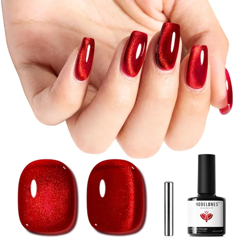 Miniatura 17 de Modelones Esmalte de uñas de gel ojo de gato arco iris con lentejuelas plateadas holográficas, esmalte de uñas de gel 9D con barra magnética, apto