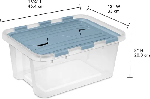 Miniatura 2 de Sterilite Paquete de 6 cajas de almacenamiento con tapa con bisagras, contenedores organizadores de plástico, 20 cuartos de galón, color azul