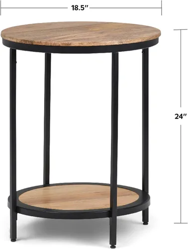 Miniatura 3 de SIMPLIHOME Jenna - Mesa auxiliar de metal, mesa redonda de metal sólido de 18 pulgadas de ancho, mesa auxiliar natural industrial o mesa pequeña