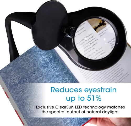 Miniatura 3 de OttLite Lámpara de escritorio LED con lupa ajustable, serie de prevención - Diseñada para reducir la fatiga ocular - Cuello flexible ajustable, 4