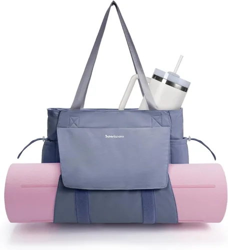 sportsnew Bolsa para esterilla de yoga, bolsas de gimnasio para mujeres y hombres con bolsillo impermeable y gancho y bucle, almacenamiento de Gris