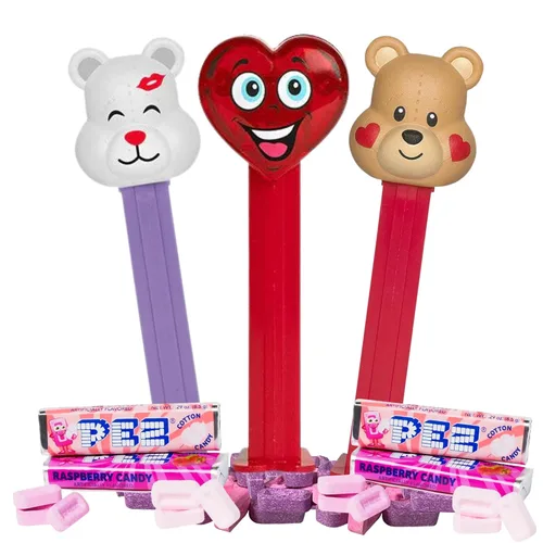 Miniatura 3 de Dispensadores de dulces para el día de San Valentín, juego de 3 regalos con rollos de repuesto surtidos, personajes de edición limitada, bonitos