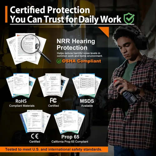 Miniatura 3 de PROHEAR 039 Bluetooth 6.0 Hearing Protection with 26dB NRR OSHA Approved, Rechargeable 1100mAh Battery for 4 wks Runtime