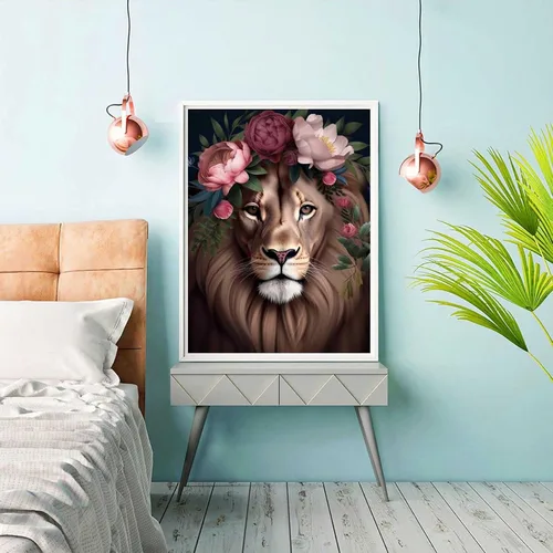 Miniatura 3 de Reofrey Kits de arte de diamantes de bricolaje para adultos, leones, animales, taladro completo, kit de pintura de diamantes de imitación, lienzo 4