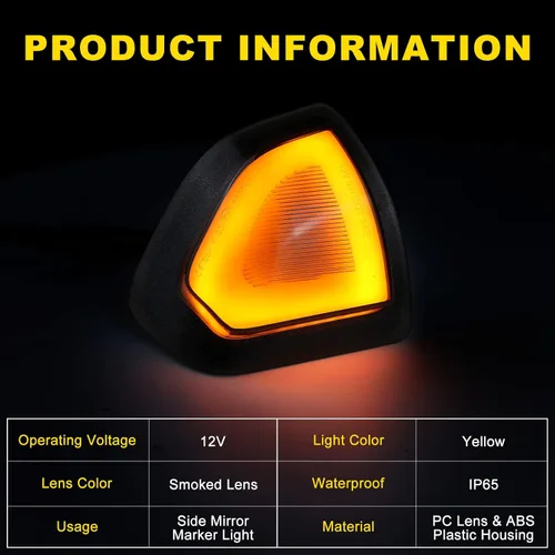Miniatura 4 de Luces LED Ámbar de Señal de Giro para Espejo Lateral para Dodge Ram 1500 2500 3500 4500 5500 Lente de Cubierta Ahumada Lámpara de Señal de Giro