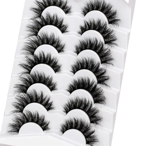 Miniatura 720 de Pooplunch - Pestañas postizas finas de visón sintético, estilo ojo de gato, naturales, cruzadas, tipo racimo, efecto 8D de volumen, tiras
