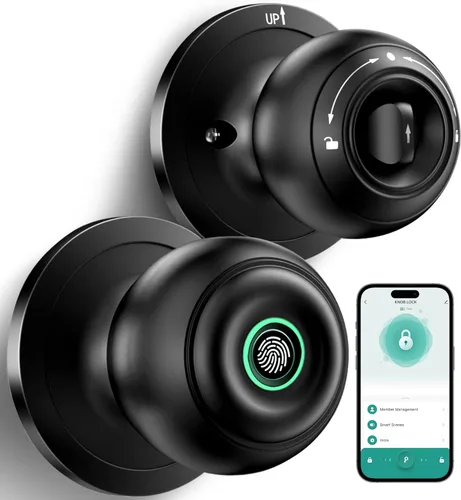Miniatura 9 de Cerradura de Puerta con Huella Dactilar, Perilla Inteligente de Puerta con Huella Dactilar con Cerradura, Perilla de Puerta Biométrica con Control