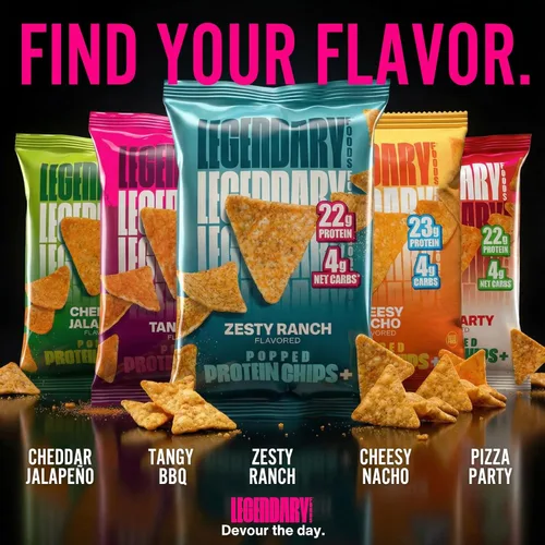Miniatura 8 de Legendary Foods Chips de proteína de jalapeño con cheddar – Estilo tortilla estallada – 22 g de alto contenido en proteínas, 4 g de carbohidratos