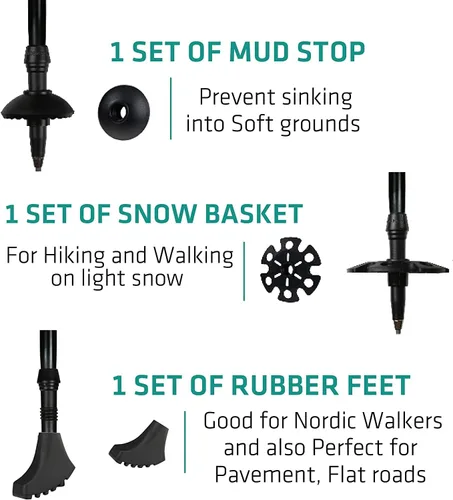 Miniatura 5 de TREKOLOGY Trekking Pole Tips and Baskets Set - Rubber Replacement Accessories for Walking Sticks and Hiking Pole