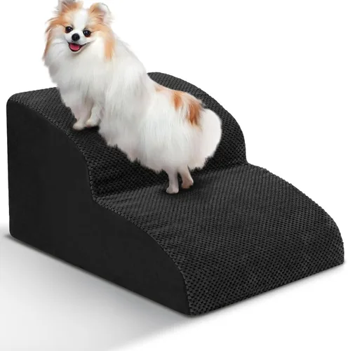 Miniatura 26 de Escaleras para Perros para Perros Pequeños - Rampa de Espuma de Alta Densidad, Pasos Extra Anchos para Mascotas con Fondo Antideslizante para Camas